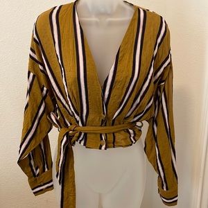 Favlux stripped mustard blouse.